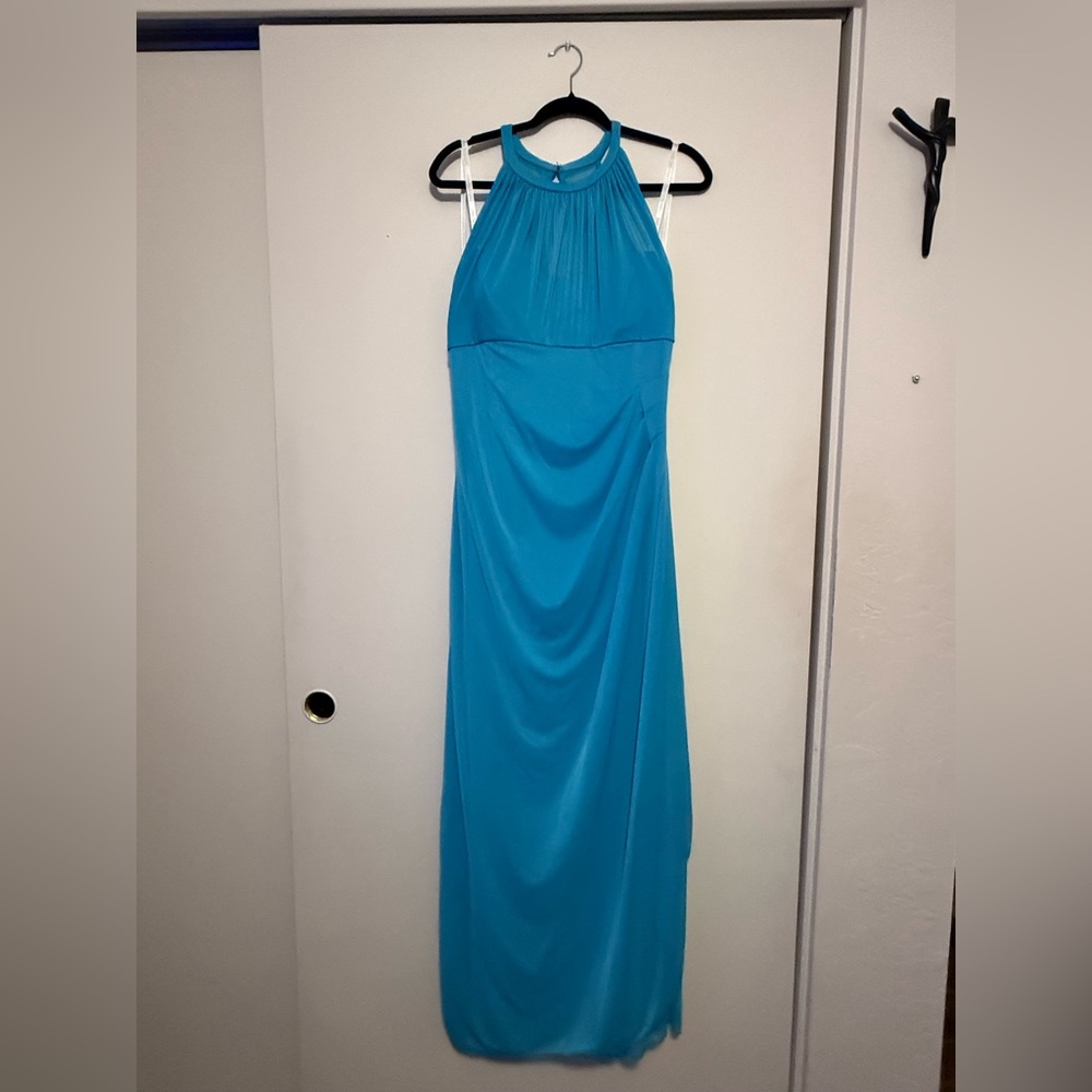 Elegant Blue Halter Maxi Dress
